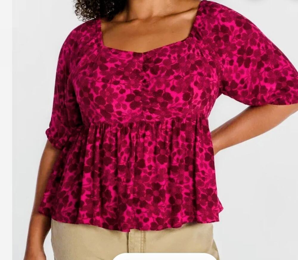 Terra and Sky Women's Floral Print Blouse Size 1X